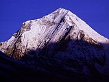 203 Dhaulagiri Sunrise From Shepherds Kharka The light at sunrise changed quickly from yellow to bright white on Dhaulagiri from Shepherds Kharka (3760m) on the way to Annapurna North Base Camp.